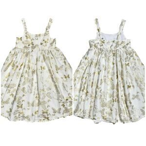 H&M | Girl | White Gold Metallic Butterfly Print Spring Sundress | Sz 7-8 Years